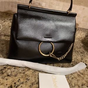 Chloe Faye Shoulder Bag Leather Medium Black Retail $1770